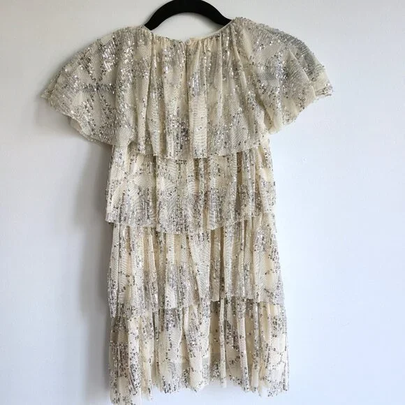 Zara Kids Champagne & Silver Sequin Party Dress | Size 7 - Picture 3 of 7